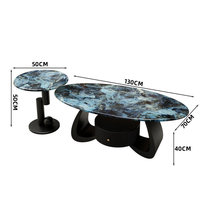 Table basse et à thé décorative moderne de luxe avec cadre métallique incurvé et rétractable pour petit salon