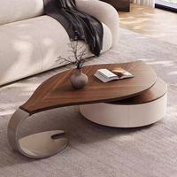 Nouvelle table basse design en bois massif en forme de feuille, table d'appoint créative irrégulière de luxe léger pour petit salon