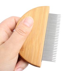 Peine de Madera Exquisito con Dientes Largos y Cortos, Peine de Metal para Eliminar Pulgas, para el Cuidado de Mascotas, Peine para el Cabello - Product Image 6