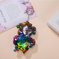Porte-clés réversibles multicolores en forme de poney, avec paillettes et sequins, pour décorations de sacs