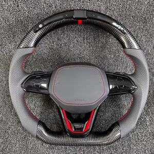 Volant de course sport en cuir forgé et fibre de carbone, chauffant, avec lumières de changement de vitesse LED rouges, compatible VW CC <span class=keywords><strong>Golf</strong></span> <span class=keywords><strong>GTI</strong></span>/R MQB Evo, montage direct - Product Image 3