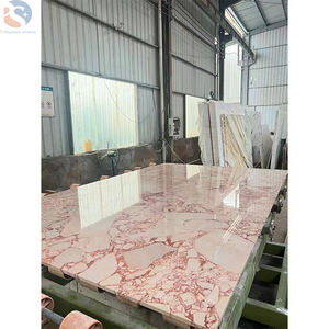 Piedra aglomerada Losas de piedra de mármol artificial con venas rosas Piedra de cuerpo completo - Product Image 4