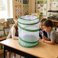 Cage d'élevage de papillons pliable facilement, style pliable à plat, habitat pour insectes, terrarium, conception pop-up, polyester respirant, fermeture éclair