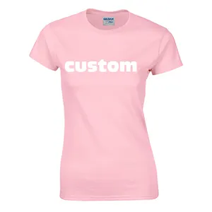 도매 최고의 판매 사용자 정의 그래픽 디자이너 로고 인쇄 100% 코튼 빈 화이트 숙녀 TShirt 여성 티셔츠