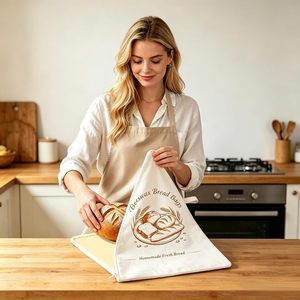 Bolsa de Pan de Cera de Abeja Reutilizable, Diseño Personalizado, Cero Desperdicio, XL, 13x17 Pulgadas, con Cierre de Cremallera, de Algodón Orgánico, Libre de Plástico, para Pan de Levadura - Product Image 3