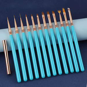 Pennello per Unghie Blu con Manico in Acrilico e Setole Sintetiche, 12 Pezzi, per Gel UV, Ombre, Daisy, Manicure, Etichetta Privata Personalizzata, Top Vendite - Product Image 3