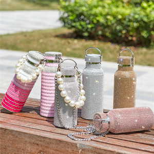 Mảnh Rhinestone Cốc Cốc, cao cấp cách nhiệt thép không gỉ chai nhiệt kim cương Bling chai nước với peals và chuỗi - Product Image 6