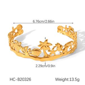 กำไลข้อมือแฟชั่นชุบทอง 14k 18k PVD คุณภาพสูง ไม่ลอก ไม่ดำ ทำจากสแตนเลสสตีล สำหรับผู้หญิง ขายส่ง - Product Image 6