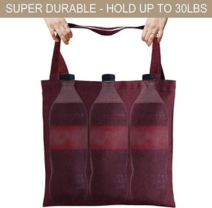 Tùy chỉnh màu đỏ tía vải mua sắm Túi tote với tính năng tái sử dụng Logo thủ công in - Product Image 2