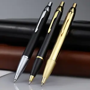 Выдвижная металлическая Фирменная авторская ручка, качественный менеджер, подарки, золотая отделка, черная шариковая ручка, гравировка логотипа