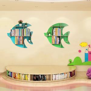 Chiquitos Nordic Creative Whale Wall Hanging <strong>Bookshelf</strong> Storage Cartoon Splicing Design <strong>Children</strong> Book Shelf Background Decoration - Product Image 1