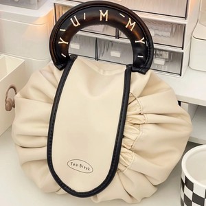 Tea Break Donut Shape <b>Makeup</b> <b>Bag</b> Portable <b>Drawstring</b> Closure Travel Toiletry Storage <b>Bag</b> Everyday Use - Product Image 4