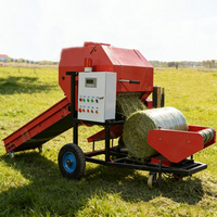 Machine automatique de pressage et d'emballage de balles rondes de silage mini, avec moteur et engin, pour une utilisation agricole à haute productivité, pour maïs et paille