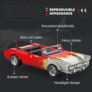 Set di Blocchi da Costruzione Auto Sportiva Americana Classica <span class=keywords><strong>Anni</strong></span> '<span class=keywords><strong>50</strong></span>, Modello di Auto Sportiva Decappottabile Retrò, 250 Pezzi, Regalo per Natale e Compleanno - Product Image 4