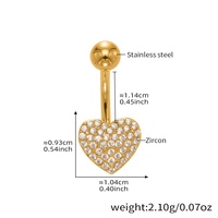 Anneau de nombril en acier inoxydable plaqué or 18 carats, motif cœur et abeille, mignon, pour femmes, bijoux hypoallergéniques, cadeau