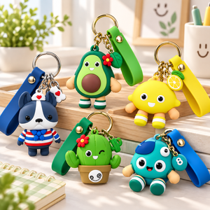 Porte-clés personnalisés en PVC souple 3D avec bracelets en silicone colorés et logo personnalisé, fabrication OEM ODM - Product Image 1
