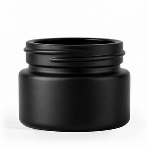 Pot en verre noir mat premium à ouverture rotative 48 mm pour cosmétiques, bougies, miel, épices, logo personnalisé disponible - Product Image 1