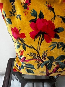 Square Velvet Cushion Cover Floral Embroidered Bohemian Style Home Decor Yellow Red Bird <b>Pattern</b> - Product Image 3