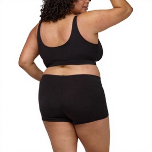 Conjunto de Ropa Interior de 2 Piezas para Niños: Pantalones Cortos de Cintura Alta Estilo Europeo Americano y Sujetador Deportivo Sin Relleno, Talla Grande, Algodón/Spandex - Product Image 6