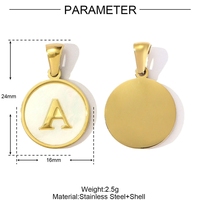 Pendentif Breloque Classique Fait Main DIY 26 Lettres Anglaises en Acier Inoxydable Coquille Ronde Initiale Accessoires Bijoux Tendance