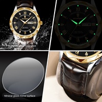 Montre pour homme POEDAGAR 615 avec cadran noir romain en diamant, bracelet en cuir de crocodile, étanche, lumineuse, quartz, vente en gros, faible MOQ