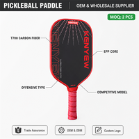 Raquette de pickleball de type offensif rouge personnalisée en usine, noyau EPP, fibre de carbone T700, nouveau modèle compétitif professionnel