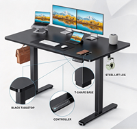 Bureau debout électrique avec crochet pour casque et crochet pour sac, réglable en hauteur, pour double moniteur, bureau à domicile