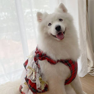 Ropa para Perros, Vestido para Mascotas, Encaje a Cuadros Rojos para Samoyedos, Labradores, Perros Medianos y Grandes - Product Image 2