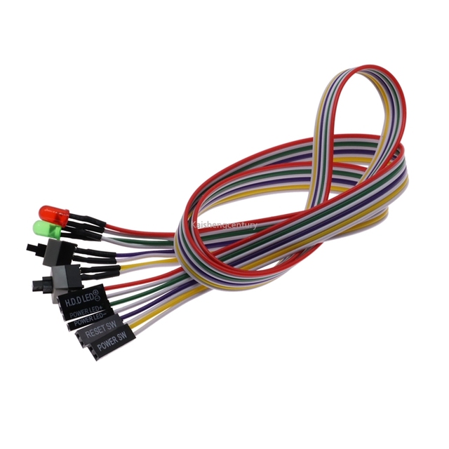 New 1PCS 65CM Slim PC Compute Motherboard Power Cable Original on Reset LED Light PC Power Push Button Switch
