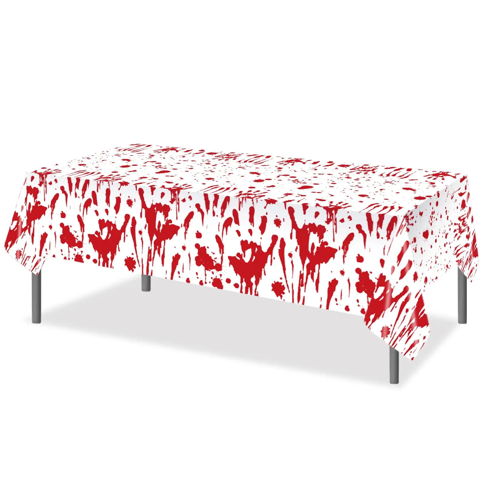 مفرش طاولة مخصص منقوش بالدم ويمكن التخلص منه مقاوم للماء أغطية طاولات بلاستيكية لحفلات الهالوين والحفلات ذات الرسومات المرعبة