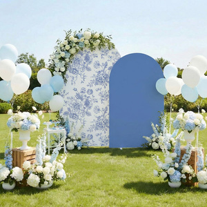 Copertura per Arco Circolare in Spandex Floreale Rosa a Quadretti per Decorazioni per Feste di Compleanno, Matrimoni e Baby Shower - Product Image 6