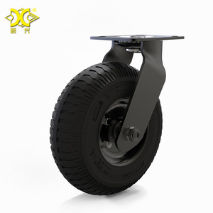 8 polegadas preto borracha pneumática roda rodízios infláveis pesados giratória rodízio roda com travamento do freio - Product Image 1
