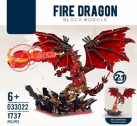 Kit de construction STEM Dragon de feu avec lumières LED, 1774 pièces, jouet d'aventure pour enfants avec des ailes et des griffes incandescentes