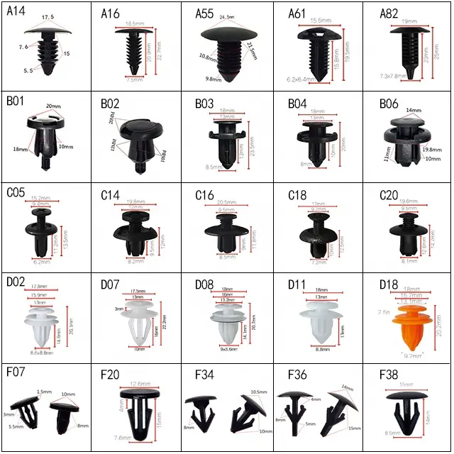 자동차 나일론 패스너 클립 자동 플라스틱 푸시 나사 리벳
