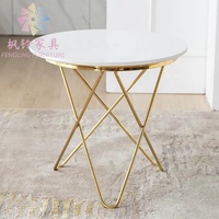 Meubles de maison de Style moderne de conception de luxe nordique Base en acier inoxydable doré argenté Table d'angle latérale ronde en marbre ST013