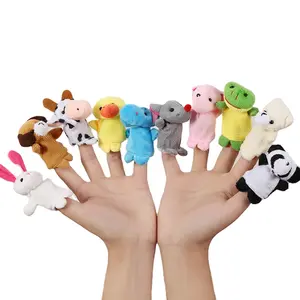 Marionnettes à doigt ensemble bébé 10 pièces animaux en peluche poupée main dessin animé famille marionnette à main tissu théâtre jouets éducatifs pour enfants cadeaux