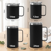 Tasses de voyage 14oz 12oz avec logo personnalisé, en acier inoxydable 304 à double paroi, isolées sous vide, pour le camping, le voyage, le café, avec poignée