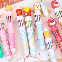 Stylo bille multifonction 10 couleurs style dessin animé pour étudiant, stylo coloré pour carnet, stylo à pression multifonction de haute qualité, modèle D-0008
