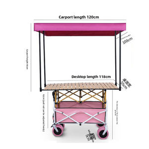 Carrito de Camping Plegable y Portátil de Color Rosa para las Cuatro Estaciones, Ideal para Picnics, Campamentos, Senderismo y Barbacoas - Product Image 1