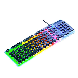 Nouveau clavier filaire USB G21 2026, clavier punk rétro à touches rondes, sensation mécanique, rétroéclairé, clavier de jeu USB - Product Image 1