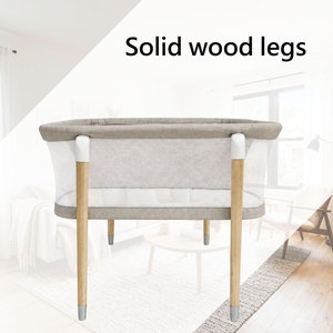 Cuna gemelar de madera maciza con patas, cuna doble transpirable de malla 360° para bebés gemelos - Product Image 2