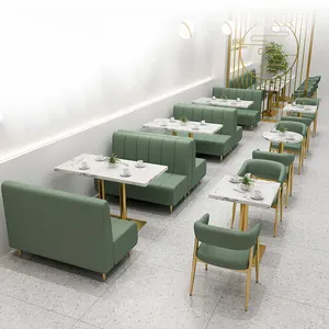 Dining Table And Chair Sets Restaurant Furniture Customize Color Metal Commercial Leather Seating Booths Sofa Banquet Chairs