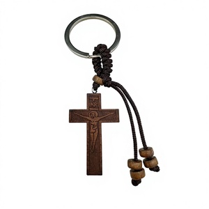 For BJK006 Jerusalem Wooden Light Keychain Pendant with Laser Engraved Front/Back Design Eco-Friendly & Durable Metal Ring
