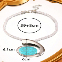À la mode Style bohème exagéré Turquoise ovale pendentif collier pour les femmes quotidien décontracté vacances voyage fête vêtements de vacances