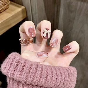 Faux Ongles Carrés Courts en Marbre <span class=keywords><strong>Mauve</strong></span> avec Strass, Réutilisables, Style Ins, en Acrylique ABS, 24 Pièces - Product Image 6