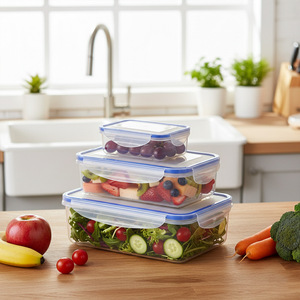Plastic Food Storage <b>Container</b> Rectangle Airtight Microwave Safe For <b>Refrigerator</b> Use - Product Image 3