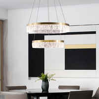 Lampe suspendue longue en cristal moderne de luxe finition or en aluminium et résine LED pour villa et hôtel, lumière blanc chaud, garantie 2 ans