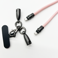 Cordon de téléphone 2-en-1 avec câble de charge USB-C 60W à charge rapide, sangle tressée réglable anti-perte