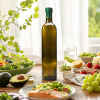 Bouteilles d'huile d'olive en verre vides de qualité alimentaire, carrées, marron, multi-capacités, avec couvercles, ensembles complets incluant bec verseur et bouchons intérieurs
