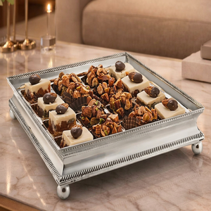 Plateau de service rectangulaire de luxe, plateau de présentation de desserts haut de gamme, plateau élégant pour la présentation du chocolat, plateau de service de créateur pour les douceurs - Product Image 1